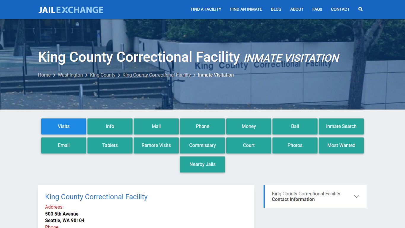 Inmate Visitation - King County Correctional Facility, WA - Jail Exchange